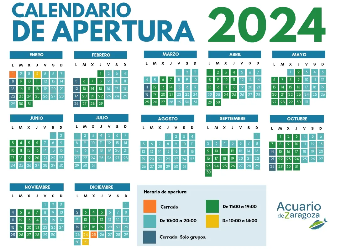 horarios del acuario para 2024