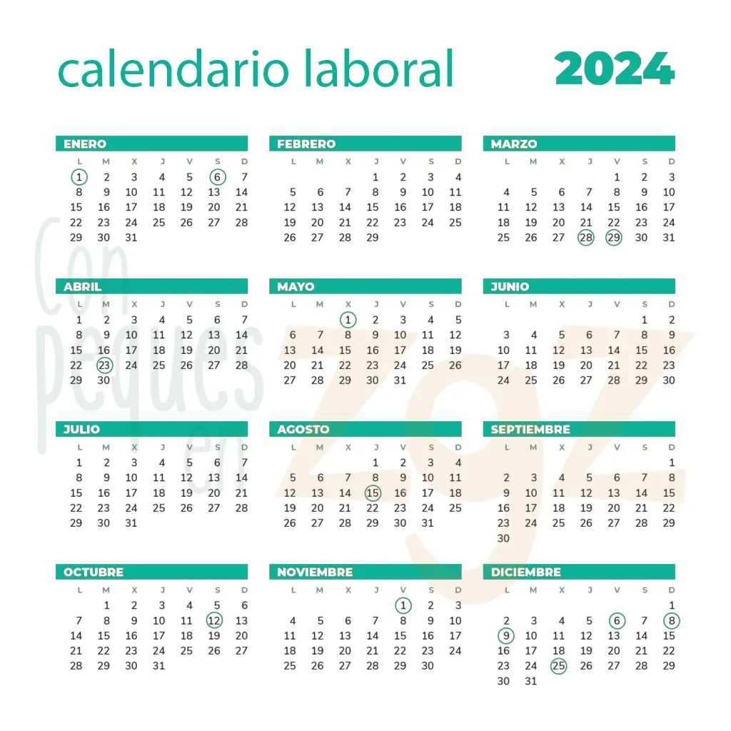 Calendario laboral en Aragón para 2024 Con peques en Zaragoza